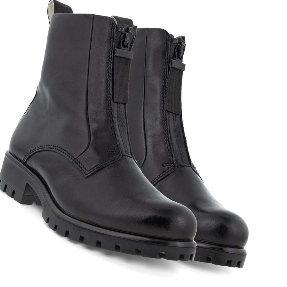 Women's Ecco Modtray Front-zip Mid-cut Boots Black | Canada 17CTV